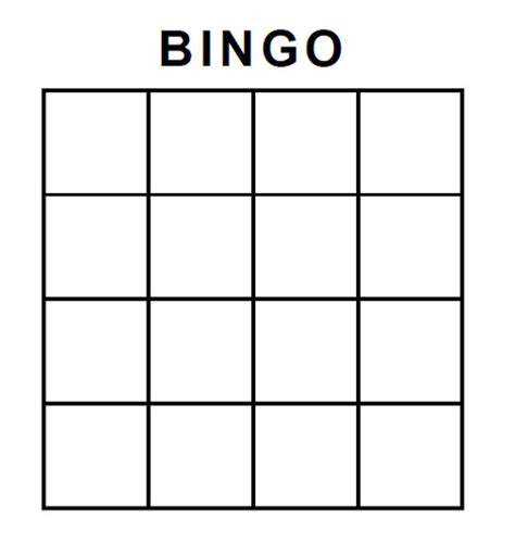 bingo spielfeld blanko